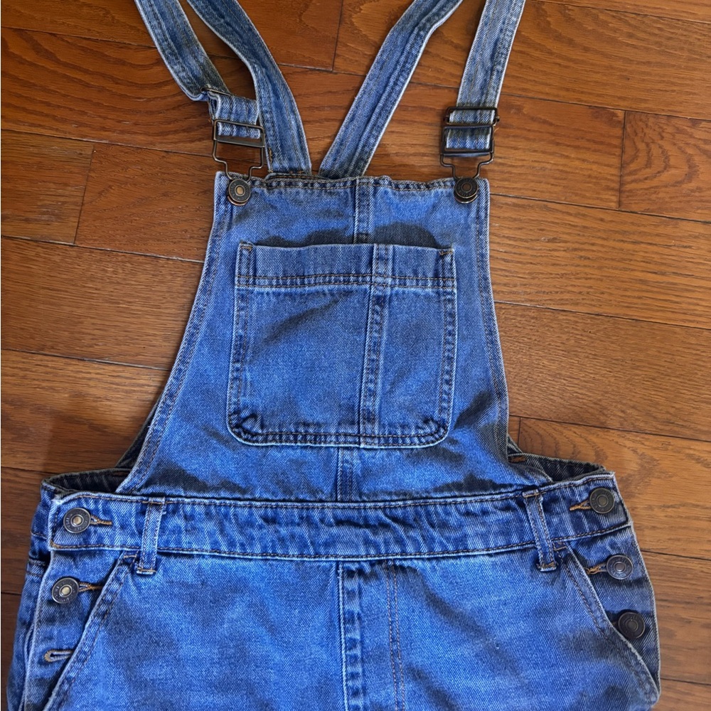 Forever 21 Women’s Ripped Blue Overall Jeans